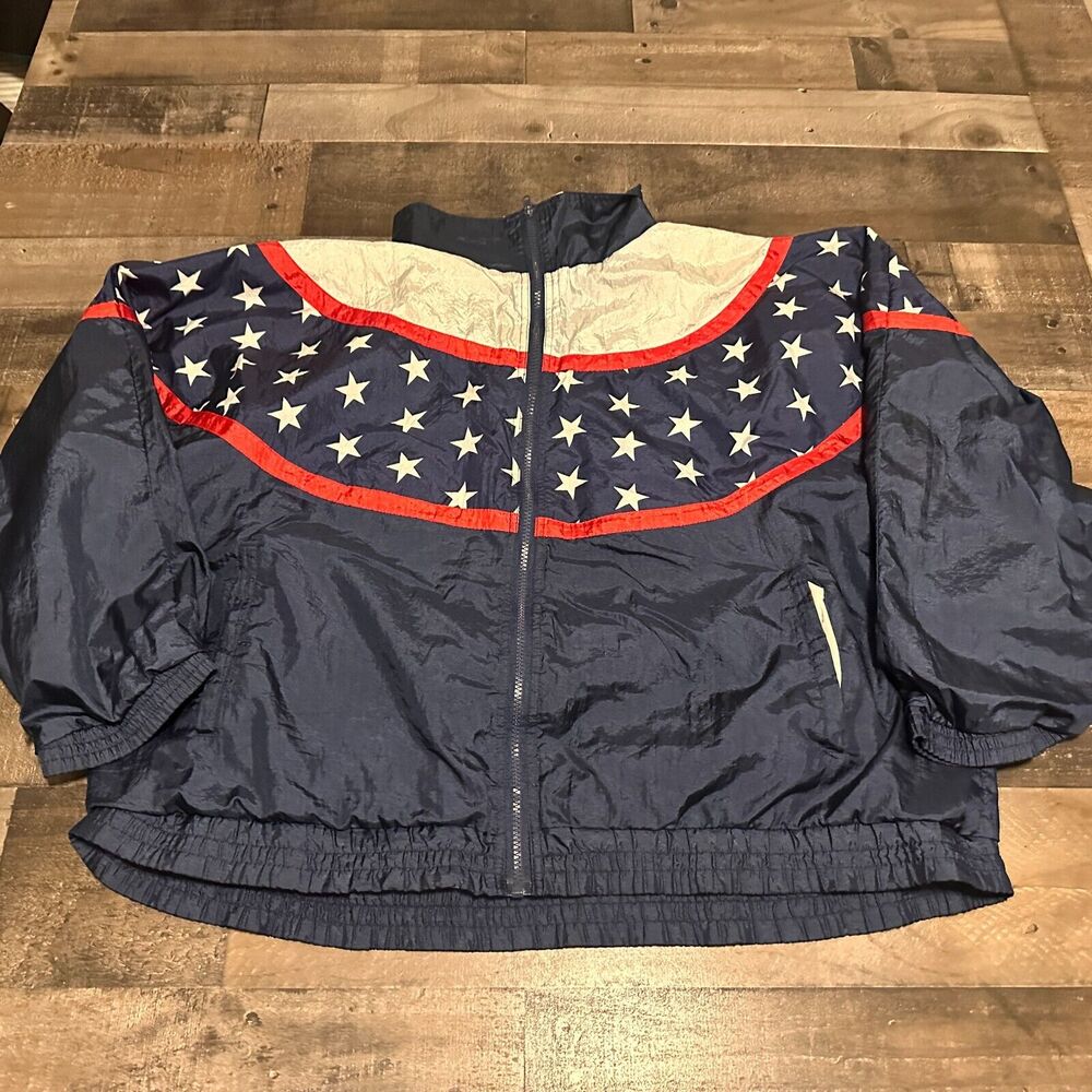 Vintage Pro Spirit American Flag Track Jacket Men’s‎ Sz 2XL Runs Short